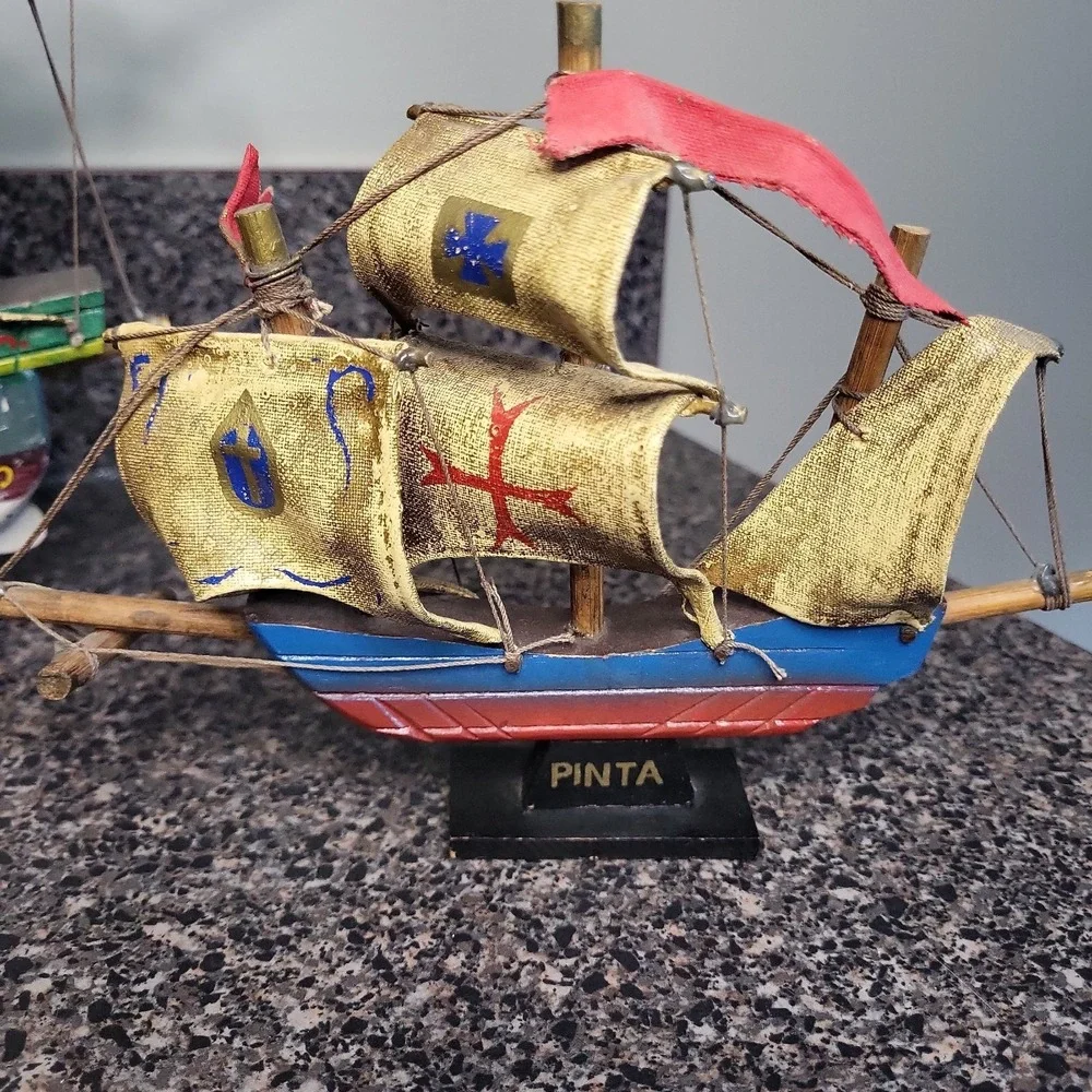 Vintage Christopher Columbus Fleet‎ Ship Set 1960's Maritime Decor Handcrafted